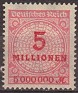 Germany 1923 Numeros 5 Millionen Rojo Scott 285